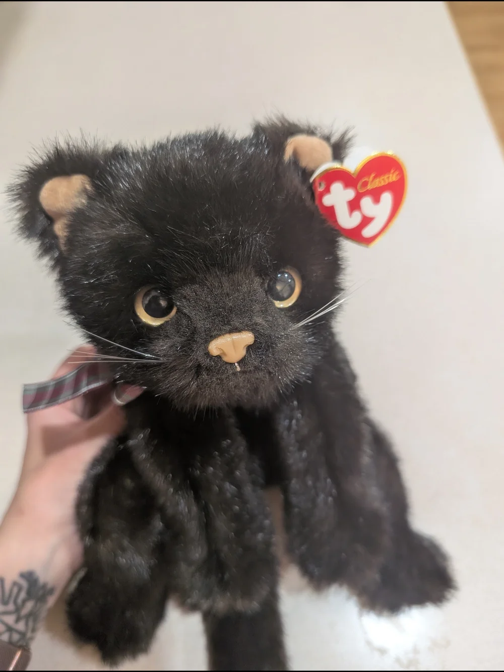 Ty Black Plush Kitten with Tan Accents